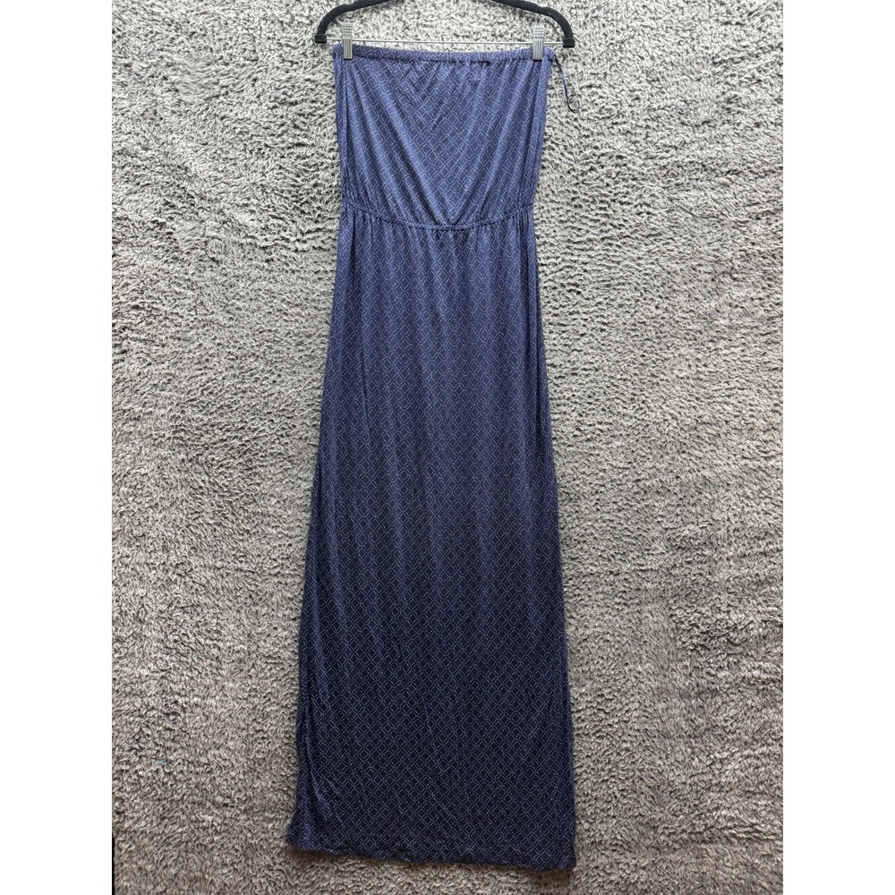 Joie Geometric Pattern Side Slit Sleeveless Maxi Dress Blue Womens Size S